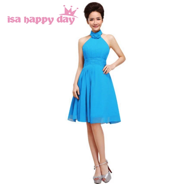 

ladies tops latest design beautiful modest pretty halter neck blue party dress bridemaid elegant bridesmaids dresses 2020 H1178