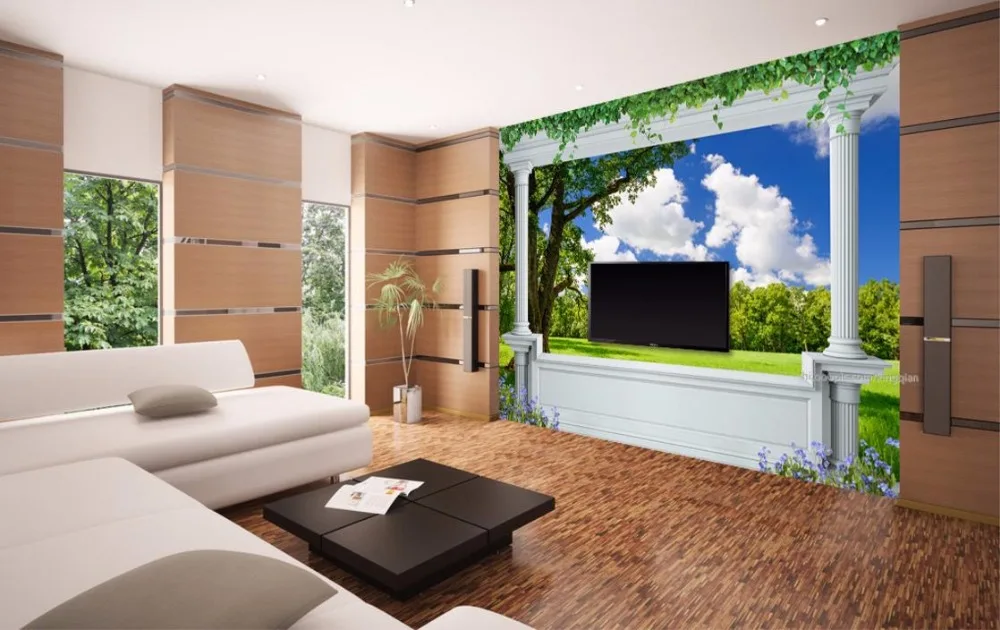 3D Настенные обои римская колонна луга пейзаж для дома стен фото обои|3d wallpaper|photo