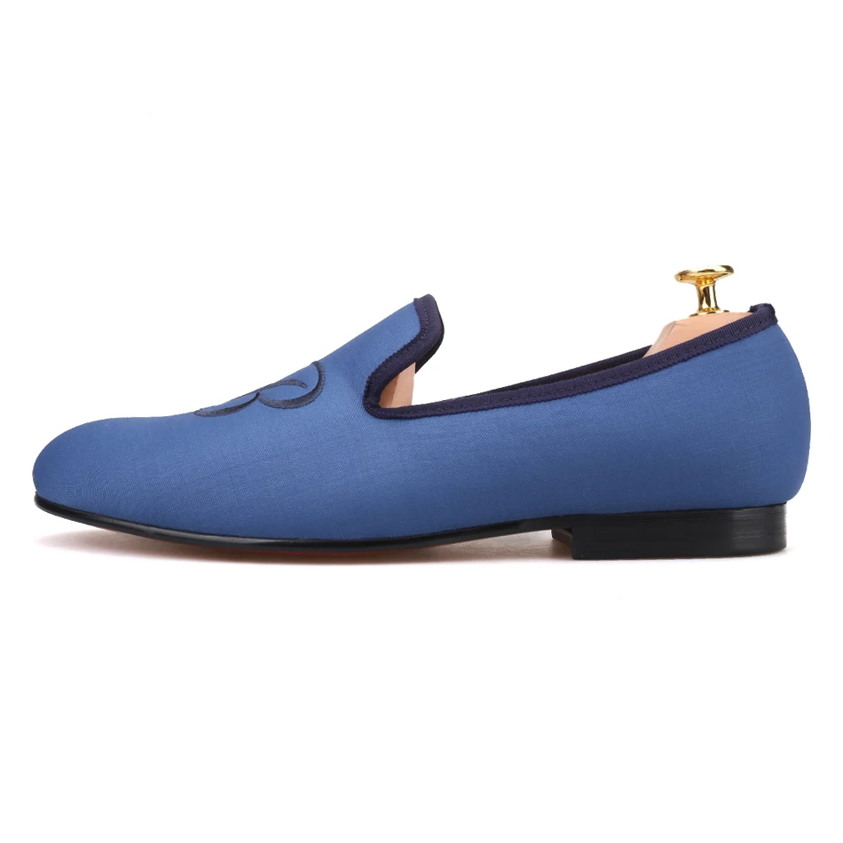 PIERGITAR 2019 new letters embroidery men fabric shoes Fashion prom and Banquet men's loafers British style smoking slippers | Обувь