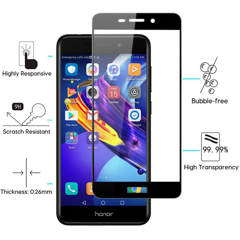 Tempered Glass For Huawei Honor 6C Pro Screen Protector 9H 6 C 6CPro Protective Film Glas Full Cover Case | Мобильные телефоны и