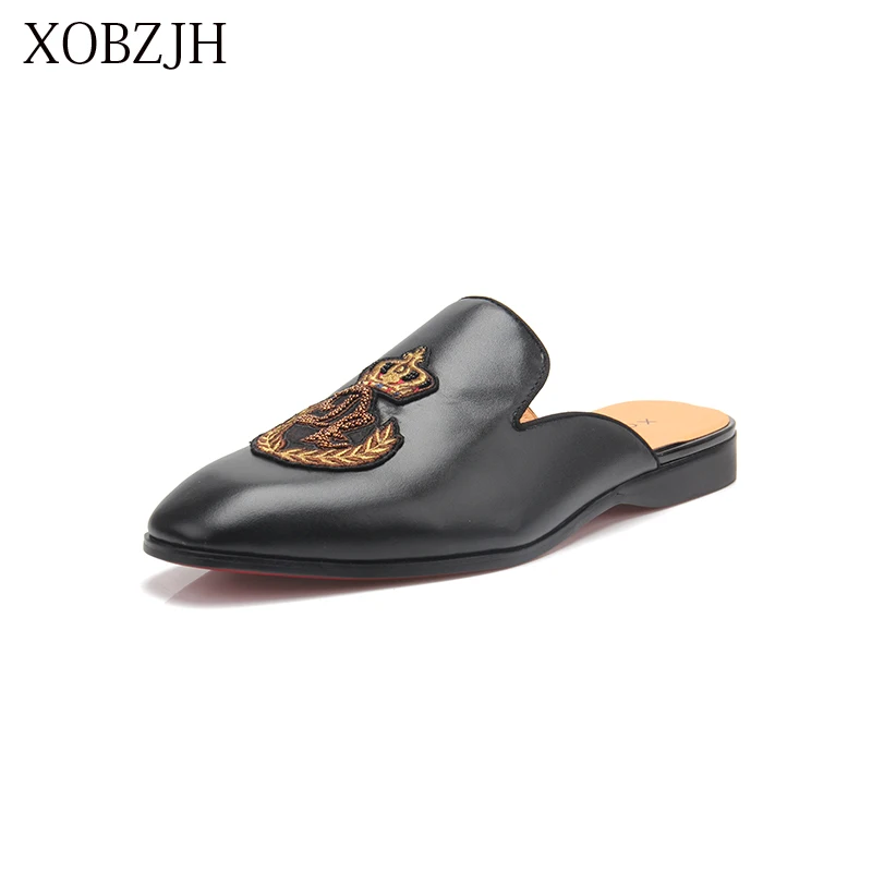 XOBZJH 2019 Men Shoes Man Summer Party New Handmade Leisure Flats Leather Loafers Black Size | Обувь