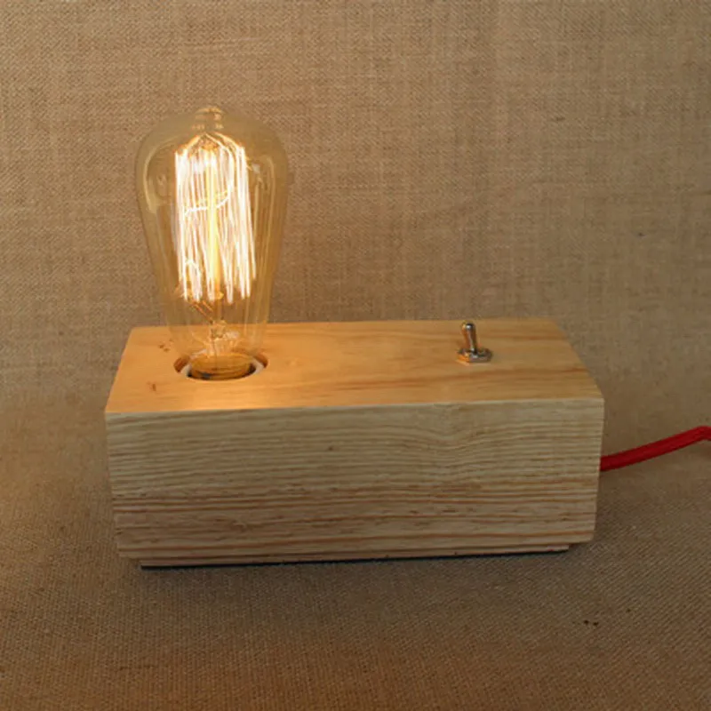 Современная стильная настольная лампа из натурального дерева для