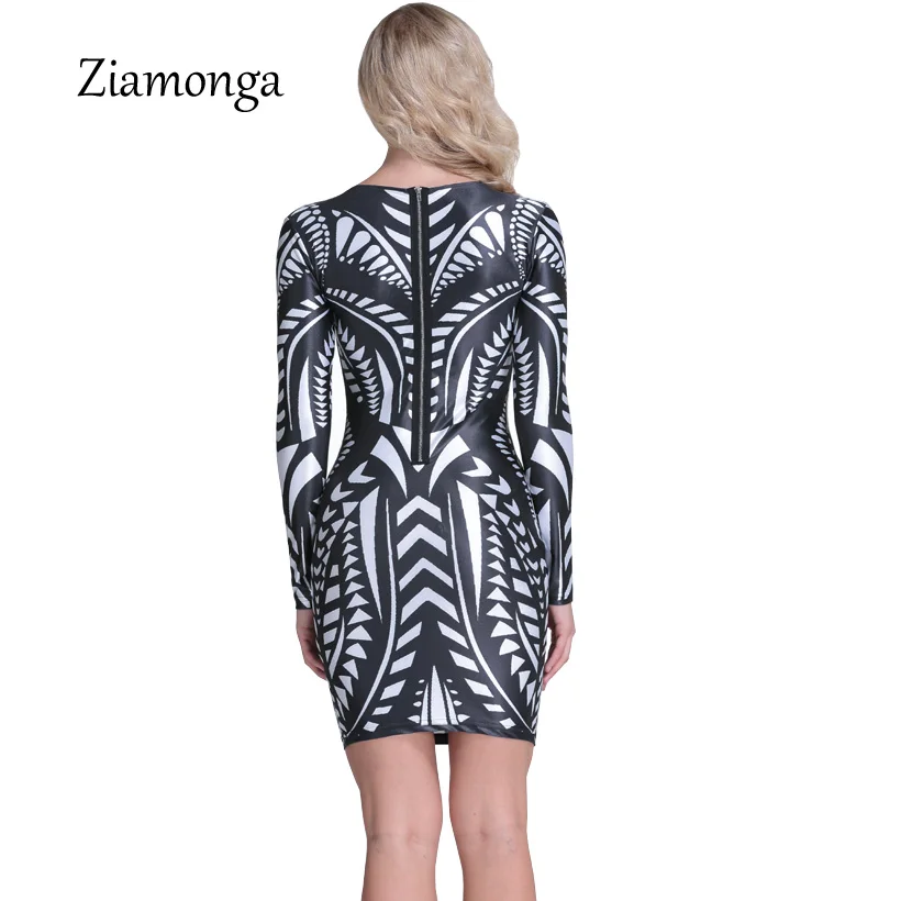Женское облегающее платье Ziamonga винтажное с геометрическим принтом и длинным