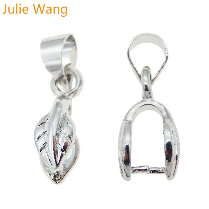 Julie Wang 6 шт. 16x7 мм белые медные зажимы в форме листьев зажим крючок коннектор