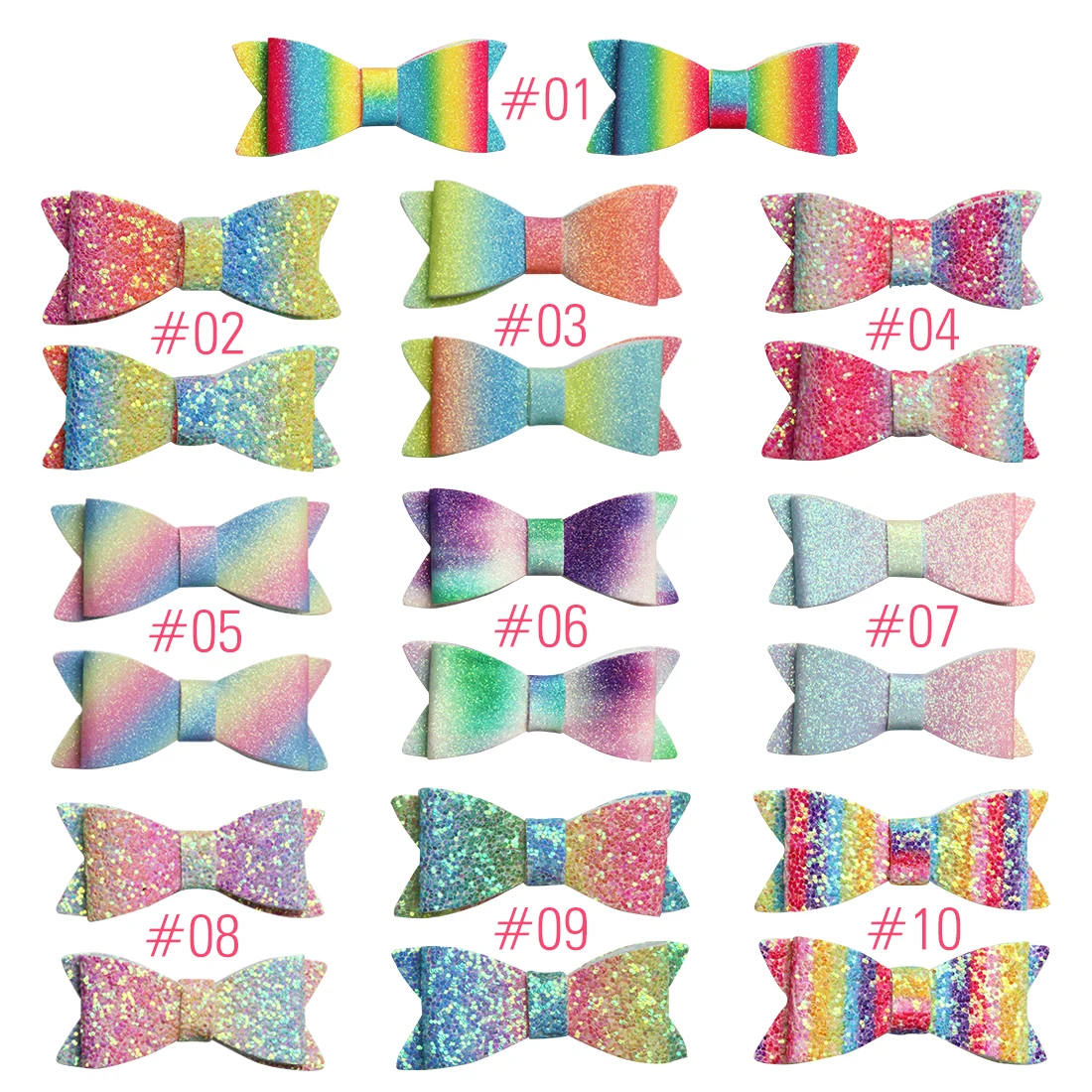Блестящие радужные банты для волос Новое поступление яркие аксессуары без