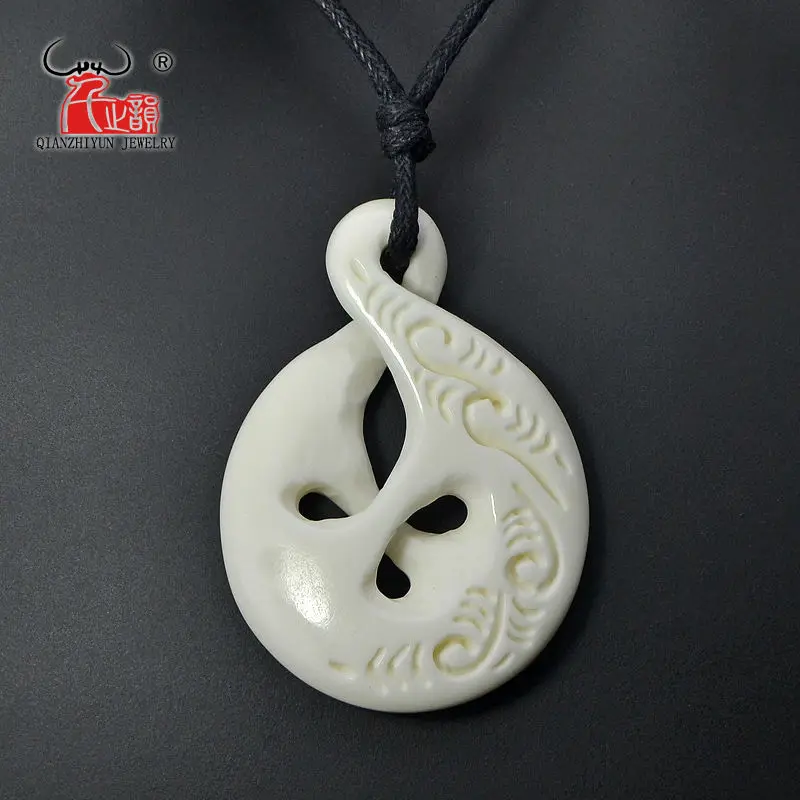 GX012 New Zealand Maori yak bone Infinity pendant handmade Carving decorative pattern jewelry tribes totem Twisted - купить по
