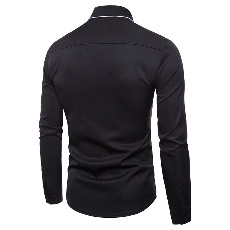 TUNEVUSE Men Shirts Europe Size Slim Fit Male Shirt Long Sleeve British Style Cotton Men's Mens Clothing Street Wear | Мужская
