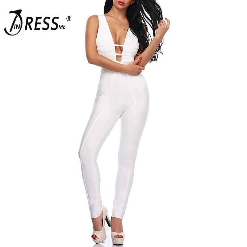 Женский комбинезон на бретелях спагетти с глубоким V образным вырезом|Женские