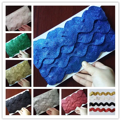 1 ярдов/партия металлические блестящие ленты Ric Rac Zig Zag 25 мм широкие кружевные нити