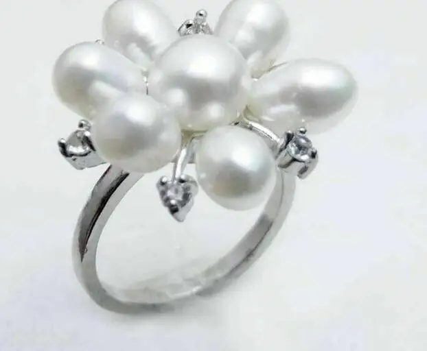 Fashion Gift 20mm Flower Rice White Natural Pearl Ring for Women Jewelry | Украшения и аксессуары