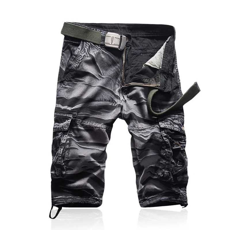 19BlackCargo Мужские шорты, брендовые Модные мужские шорты-бермуды, мужские повседневные пляжные шорты Карго, мужские летние пляжные шорты в стиле милитари, камуфляжные шорты - Цвет: 19BlackCargo