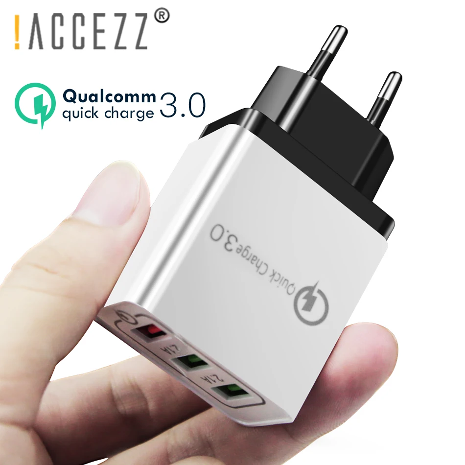 ACCEZZ 3-портовое USB зарядное устройство Quick Charge 3,0 для iphone 8 X Быстрая зарядка для samsung S8 huawei Xiaomi EU штепсельный телефонный настенный адаптер