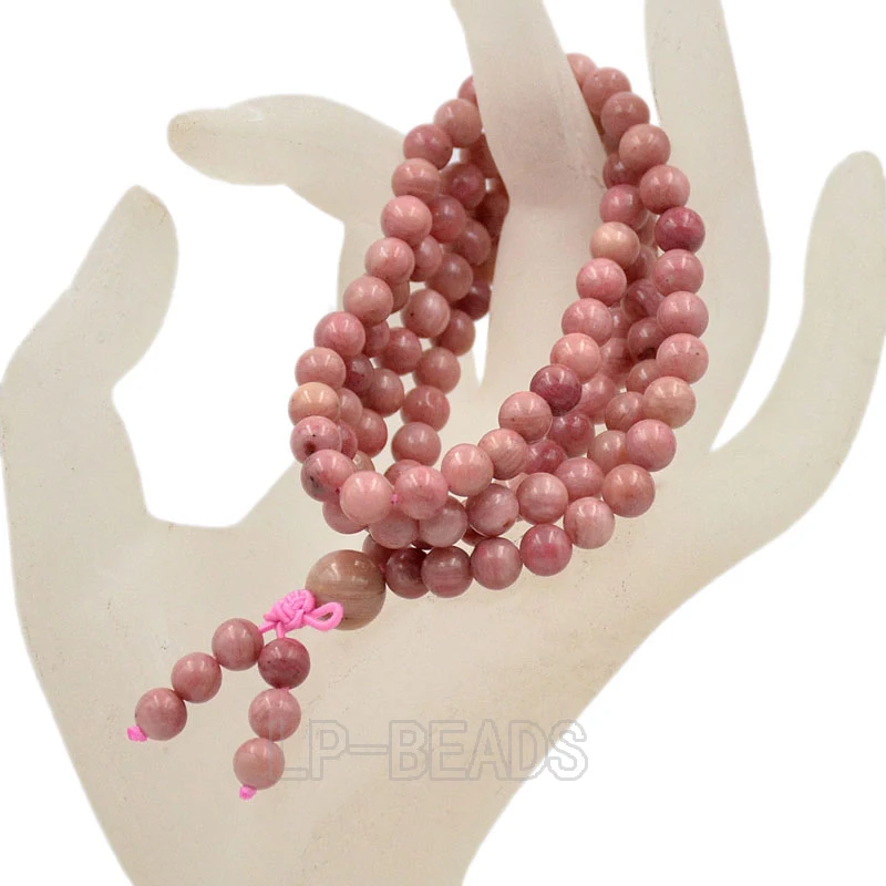 6mm 108 Prayer Red Rhodonite Natural Gem stone Round Beads Stretchy Yoga Buddha Mala Bracelet 3Pcs/lot | Украшения и аксессуары