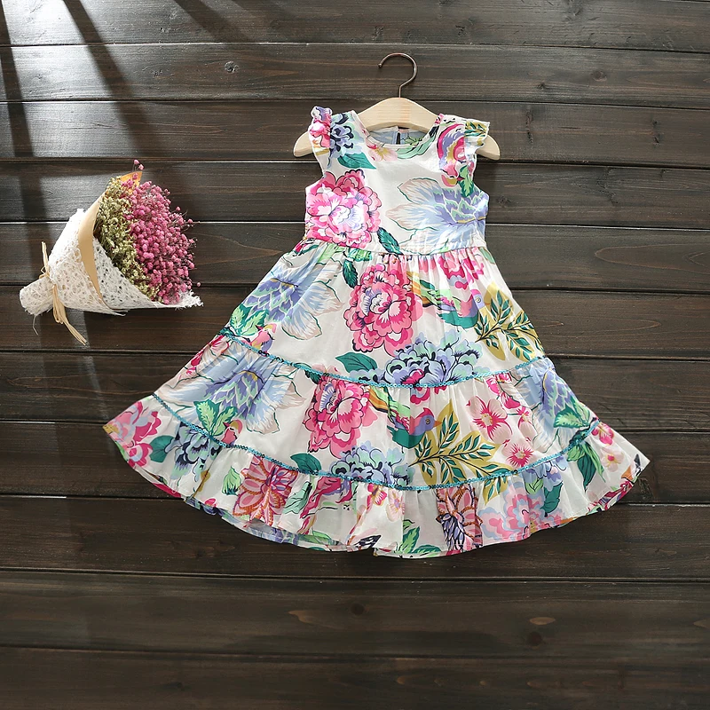 2017 New Baby Girls Summer Printed Cotton Dresses Princess Kids Sweet Dazzel Dress 8 pcs/lot Wholesale |