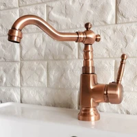 deck mounted antique red copper finish bathroom faucet basin mixer tap hot and cold water tap znf395