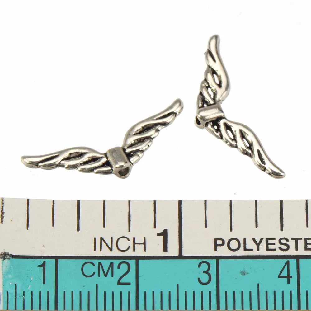 

diy charms beads for jewelry making dangles suspension angel wings vintage silver alloy fashion jewelry findings 21*7*3mm 100pcs