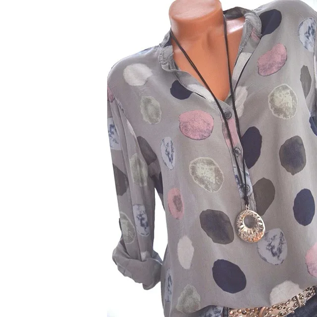 Блузка женская офисная с длинным рукавом и принтом в горошек 2020|ladies blouses|women blouseslady