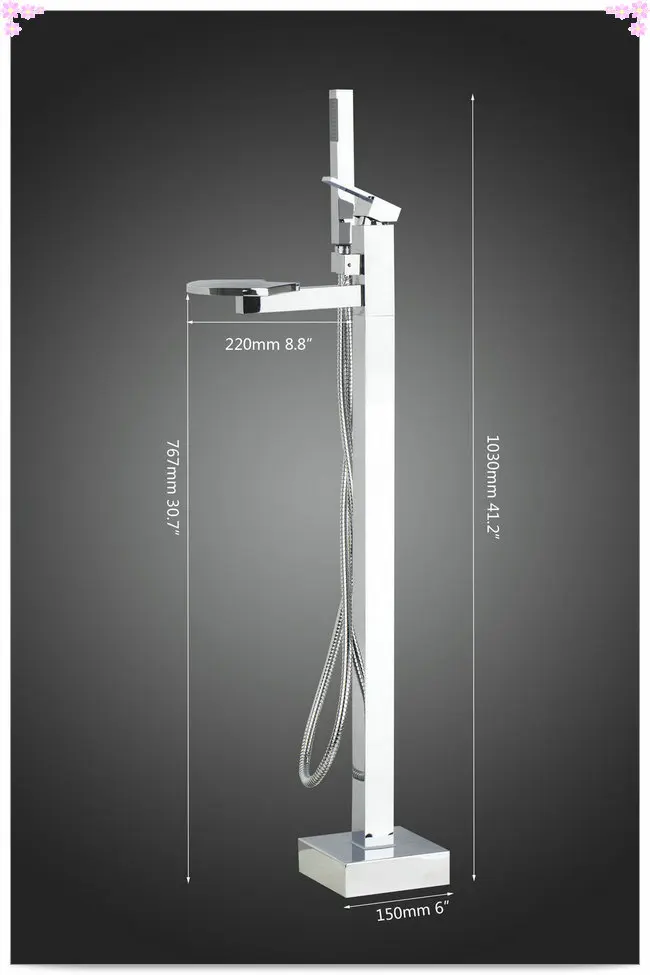 Luxury Brass Mixer Chrome Free Standing Faucet With Hand Shower Floor Mount Bathtub Tap NA5410E40 | Обустройство дома