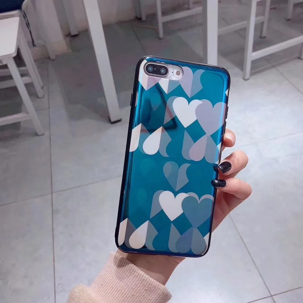 Модные синие Ray милые сердцу рисунком imd чехол для iPhone 6 6S задняя крышка плюс