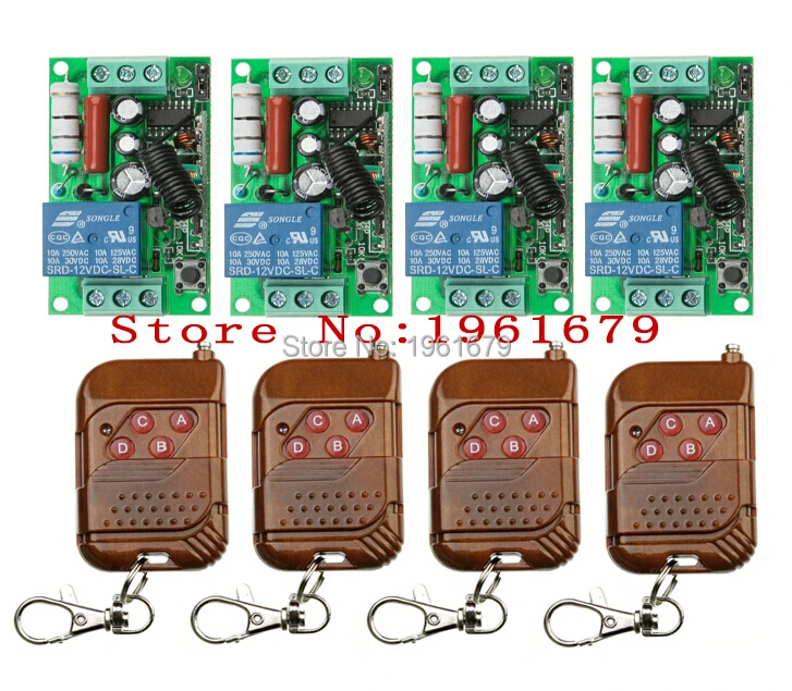 Беспроводной Радиочастотный пульт дистанционного управления 220 В 10 А 1 CH 4