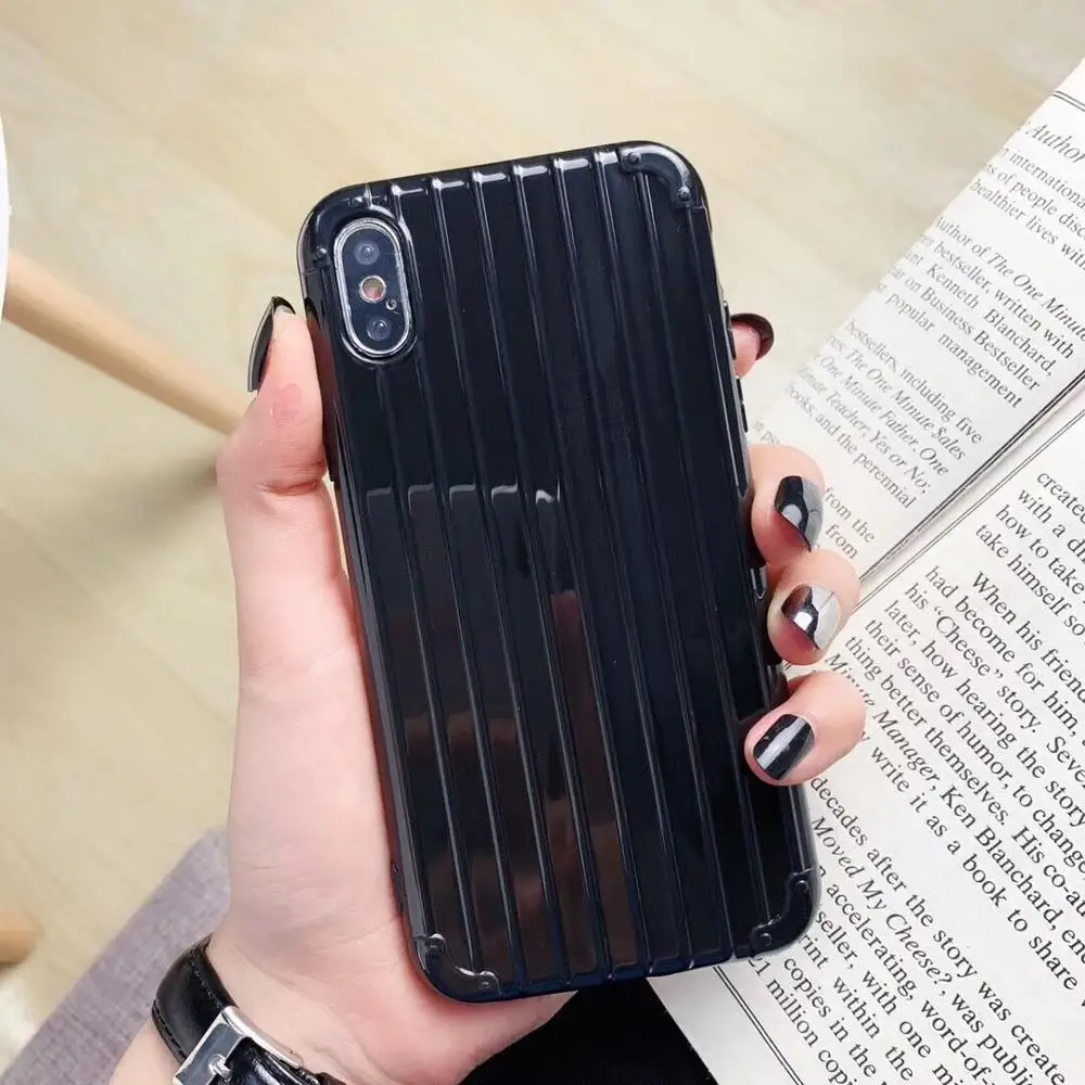 Чехол HUANQING в полоску для iPhone X XS 8 7 6 s Plus однотонный чехол чемодана |