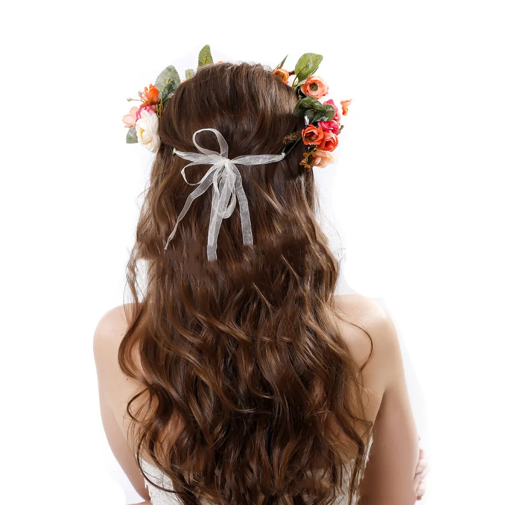 Artificial Rose Leaf Wreath Floral Crown Headpiece Hair band Wedding Hoop | Детская одежда и обувь