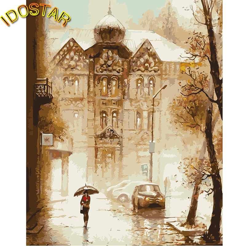 Картины в рамке DIY живопись по номерам пейзаж дождь день стены искусства