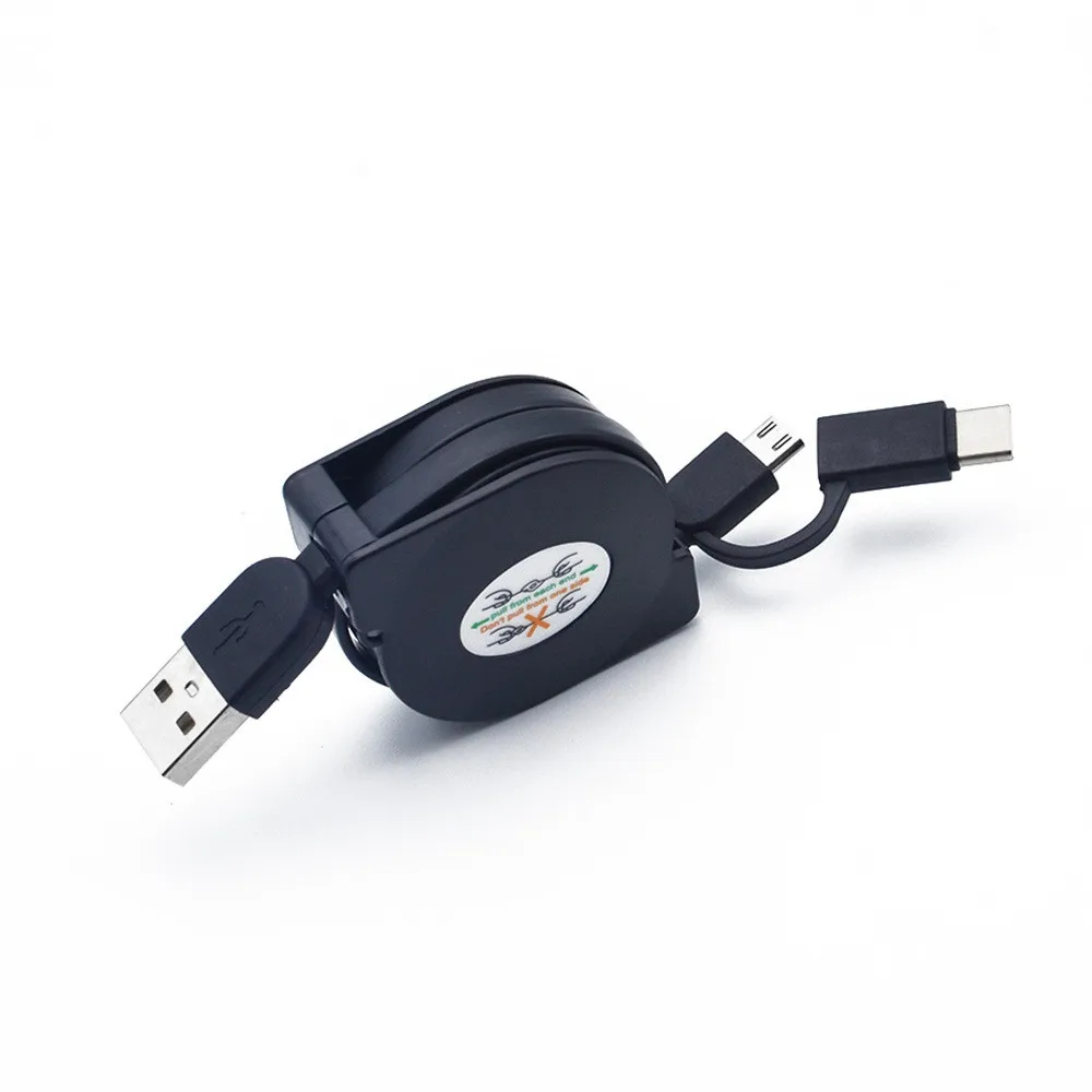 Мини-usb кабель Универсальный Micro usb быстрое зарядное устройство для телефона 1 м/3 фута и тип-c 2 в 1 Выдвижной кабель для зарядки данных шнур z75
