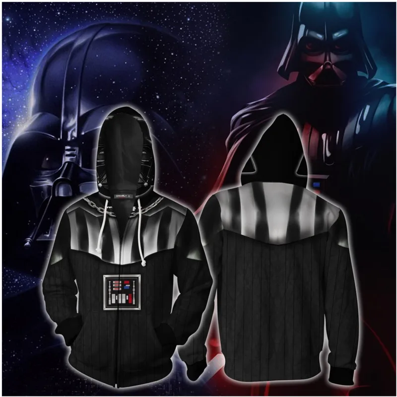 Мужской и Женский костюм дартвейдера с 3D принтом толстовка на молнии