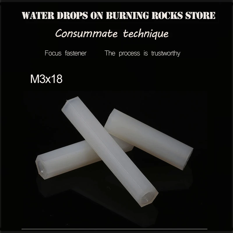 Free shipping M3x18mm M3*18mm Hexagonal flat head double pass nylon column plastic support isolation High quality | Обустройство дома
