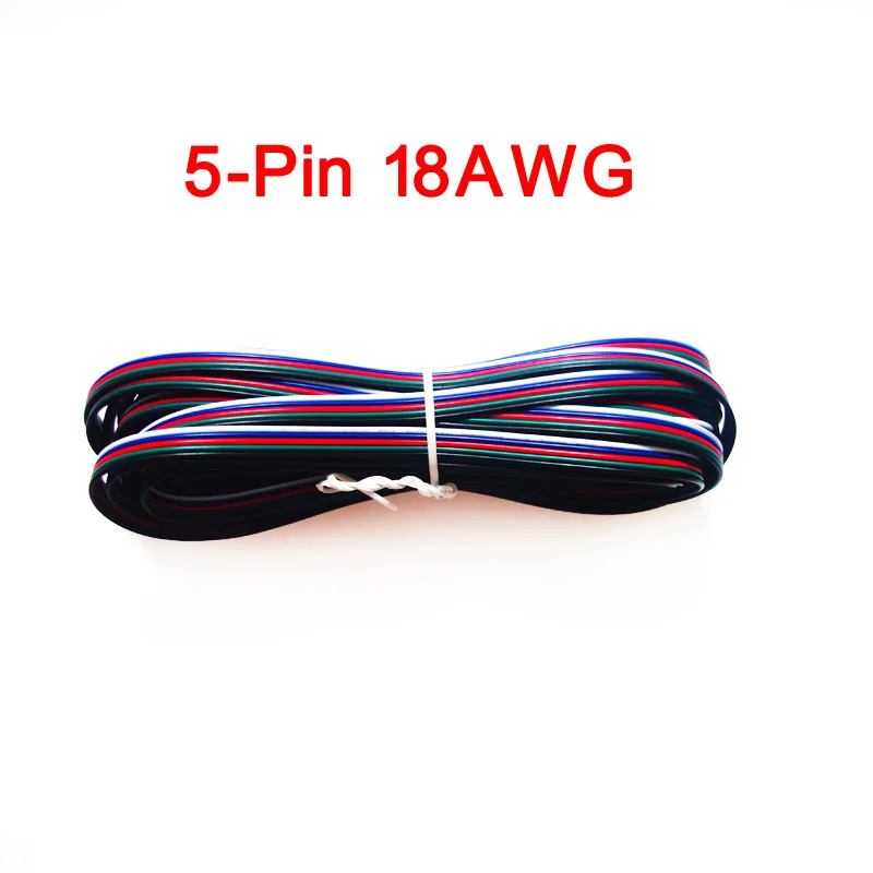 2Pin 3Pin 4Pin 5Pin 5 м 10 м 20 м 18AWG 20AWG 22AWG электрический удлинитель провода кабель для одного цвета RGB RGBW светодиодный светильник - Цвет: 18AWG 5Pin