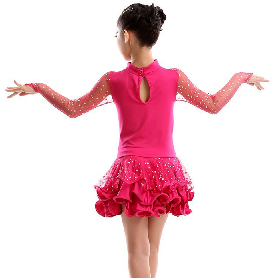 2018 Новый танцевальный костюм для девочек с длинным рукавом Vestido De Baile Latino