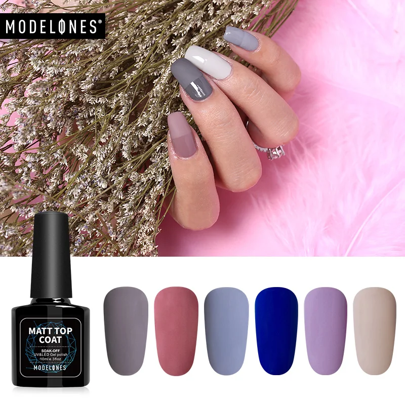 Modelones Матовый верхний слой с любым Цветной Гель-лак для ногтей Набор матовый