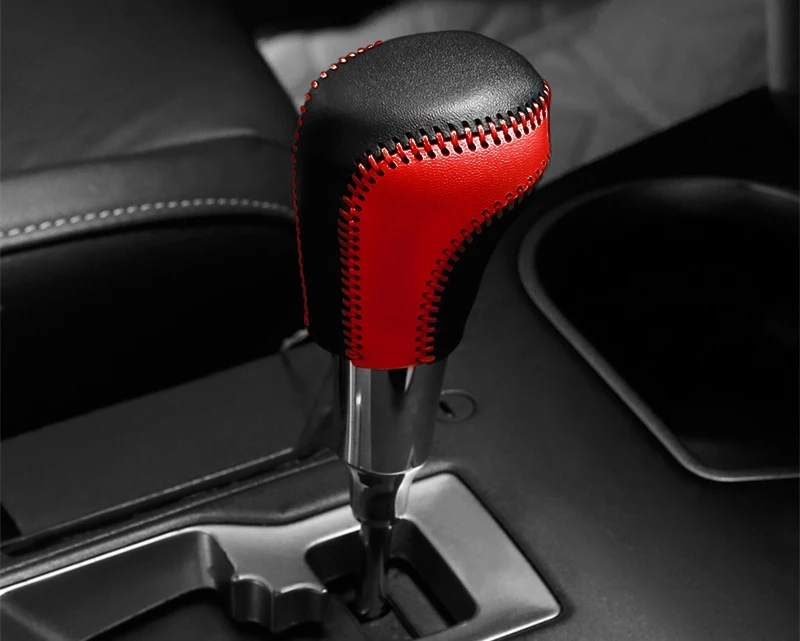 Black with red Для Toyota RAV4- кожаная центральная консоль переключения передач декоративный рукав ручной тормоз защитный рукав автомобильные аксессуары - Цвет: Black with red