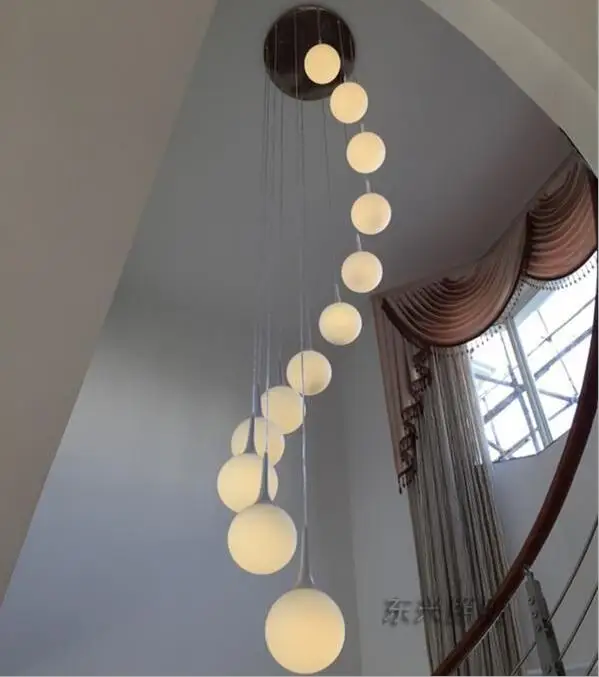 Светодиодная лампа с двойной лестницей длинная люстра вилла креативный шар