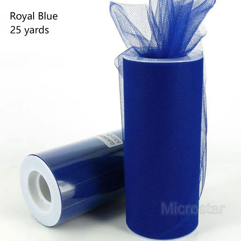 Royal blue 25yds FENGRISE 100 ярдов тюлевые свадебные декорации, свадебное украшение 15 см тюль рулон для наружной церемонии, дня рождения, рождественской вечеринки - Цвет: Royal blue 25yds