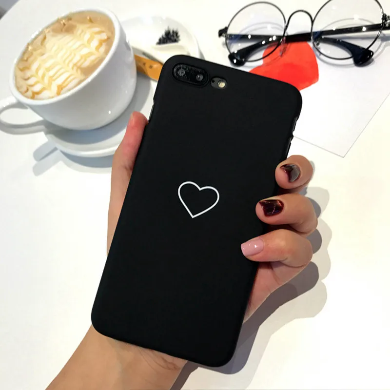 Чехол-накладка для iPhone 7 8 6 6S 6Plus X с милым сердечком Жесткий Чехол из поликарбоната