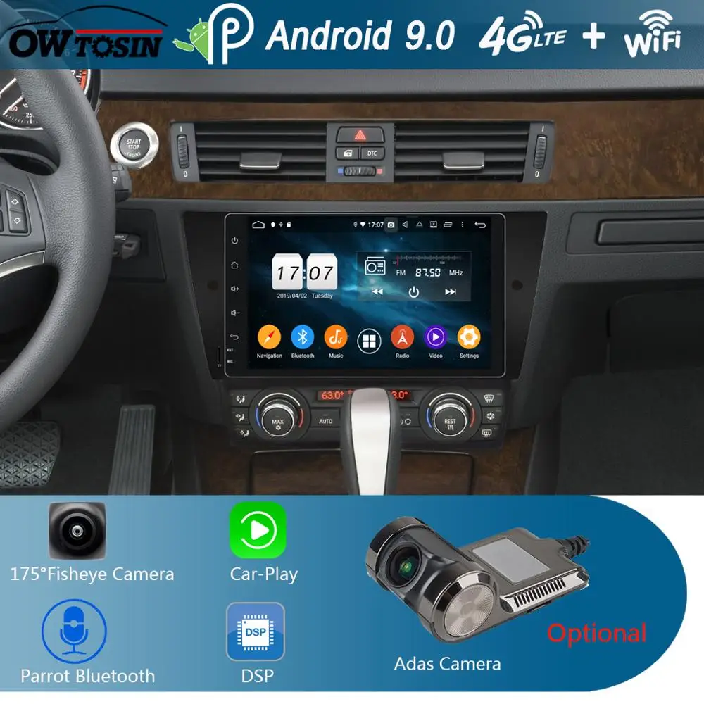 Мультимедийный плеер 9 дюймов IPS Android 0 8 ядер 4 Гб + 64 ГБ для BMW 3 серии E90 E91 E92 E93 Sedan 318i
