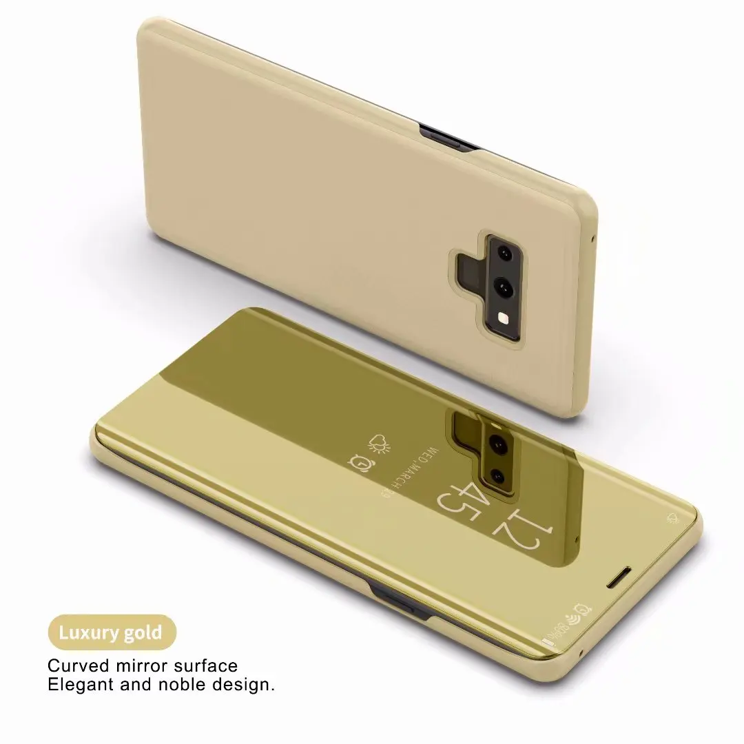 Умный зеркальный флип-чехол для samsung Galaxy Note 9 8 7 S10 S9 S8 Plus Lite гальванический прозрачный держатель для телефона(XS0320 - Цвет: Золотой