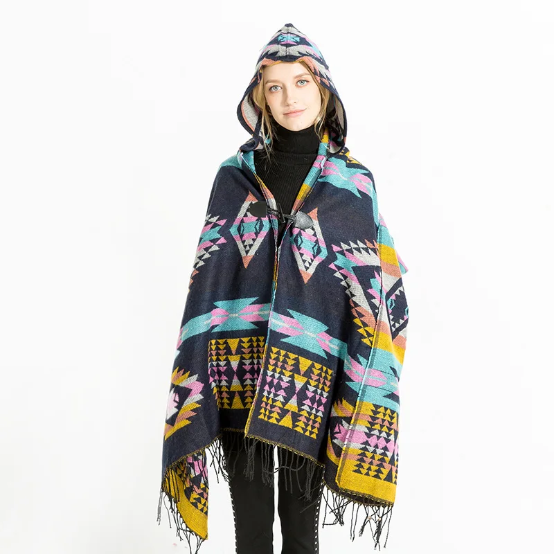 

Women Capes Coat Autumn&Spring 186*80cm Button Female Ponchos Wraps Fashion Scarf Shawl Stoles Ladies Outerwear Clothes Y36