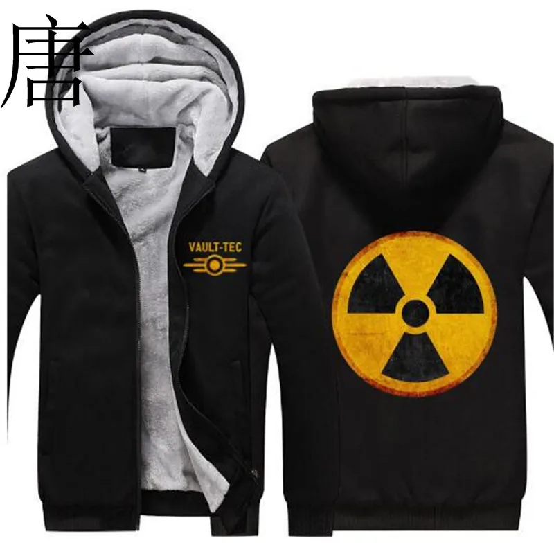 Новая брендовая игровая видео Fallout Nuclear Radiation Symbol утепленная толстовка Fallout Vault-Tec теплая флисовая куртка на молнии с капюшоном