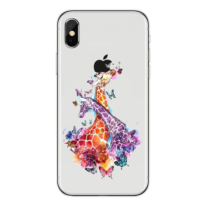 Мягкий резиновый силиконовый чехол с жирафом для iPhone XS MAX 8 Plus XR 10 6 6S 5|Бамперы| |