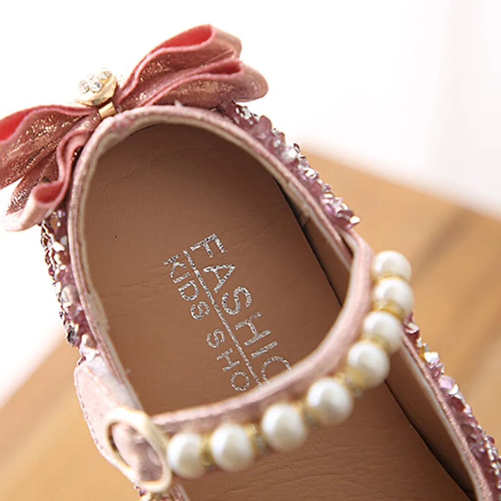 LONSANT сандалии для маленьких девочек Для детей, на лето для маленьких девочек симпатичный с кристаллами с бантом и жемчугом принцесса танцевальные сандалии для маленькой девочки обувь