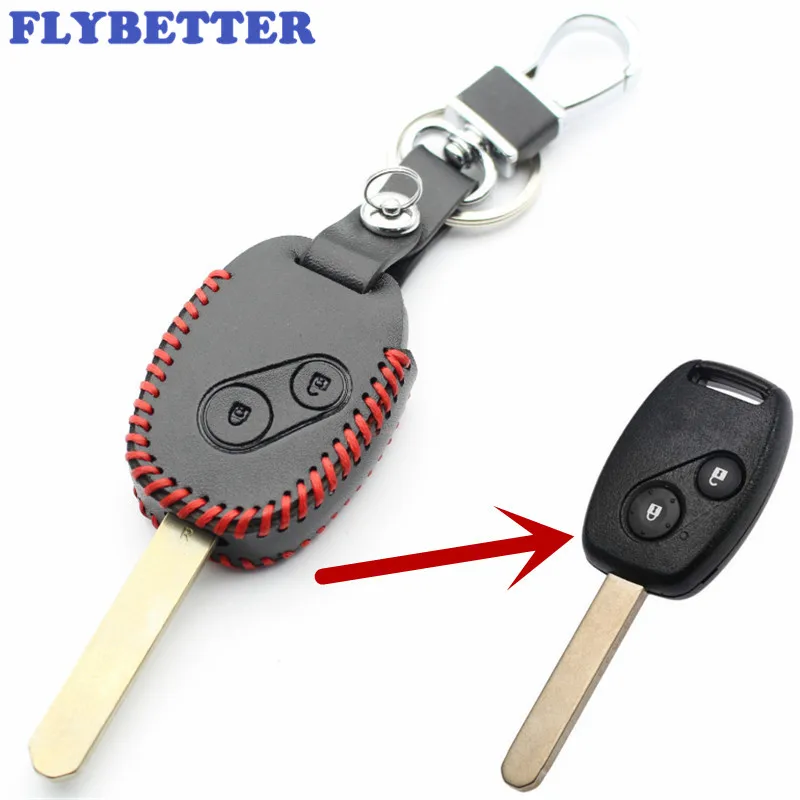 Чехол FLYBETTER из натуральной кожи с 2 кнопками и Дистанционным Ключом чехол для Honda