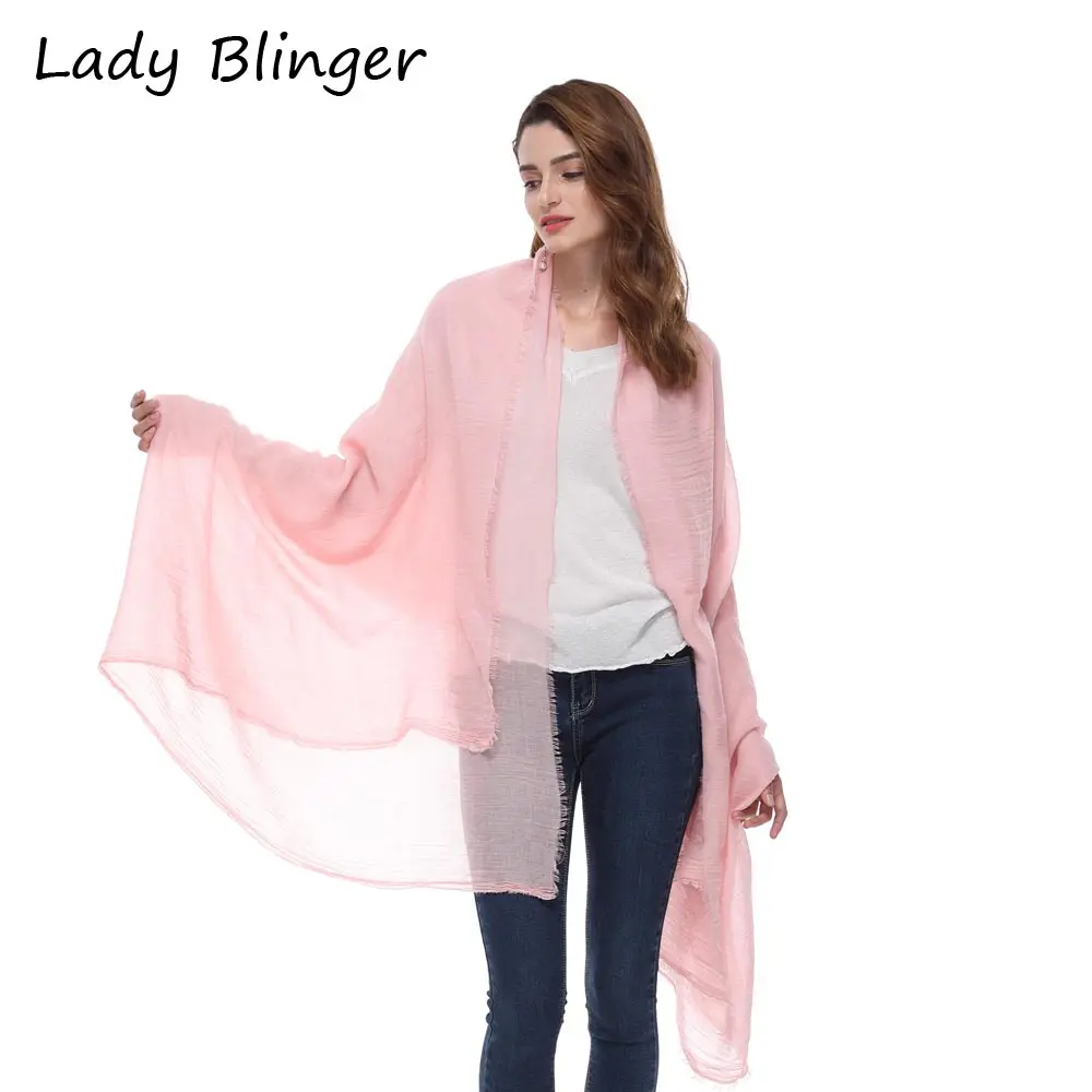 Женский розовый хлопковый шарф Blinger большого размера тонкий для женщин розовая