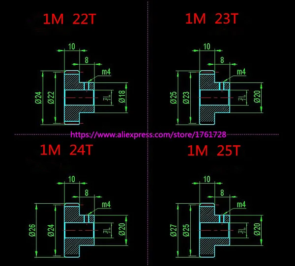 1 модульная металлическая Шестерня 1M 20T 21T 22T 23T 24T 25T 26T 27T 28T 29T из углеродистой стали