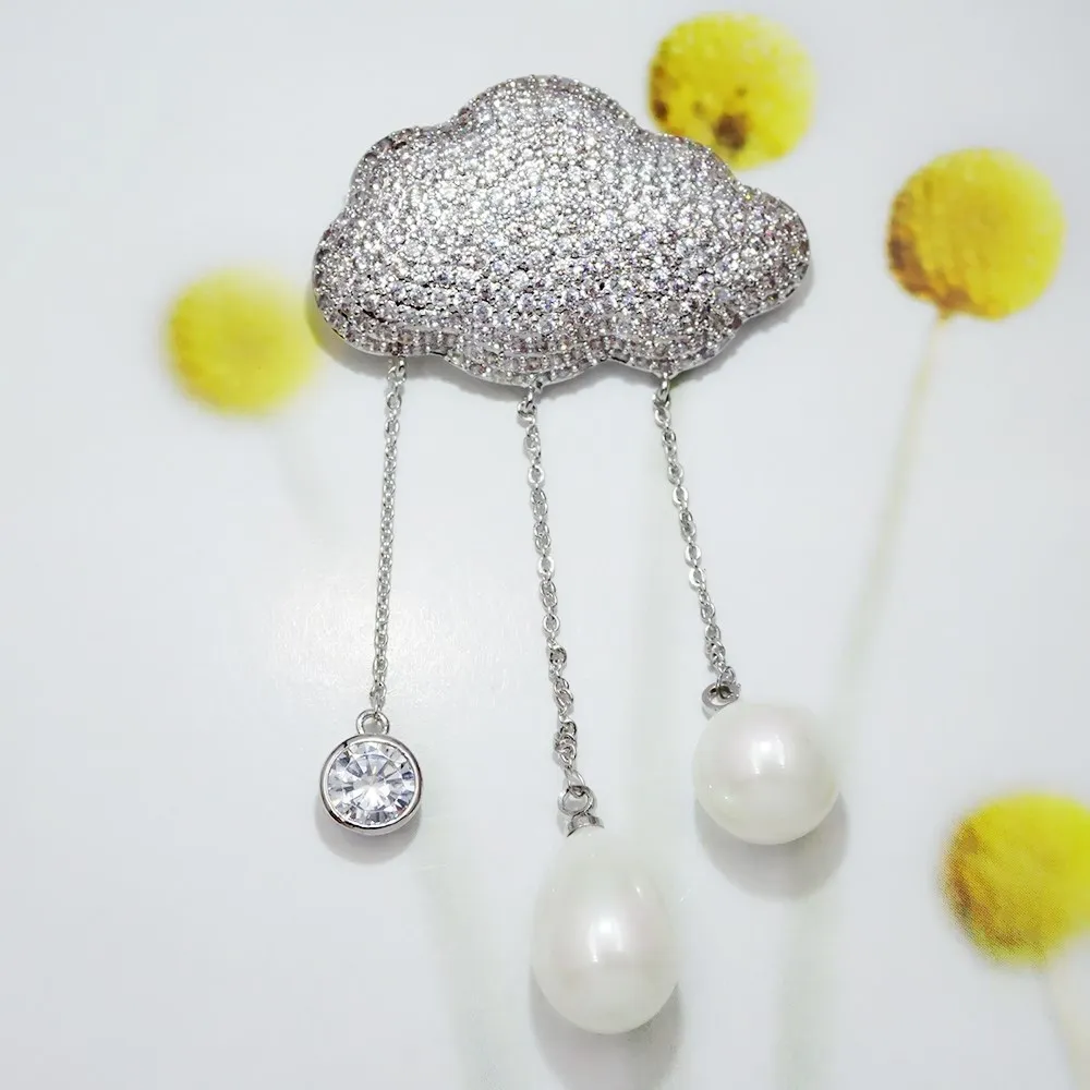 Циркон Имитация жемчуга брошь с облаком Для женщин мужчин платье рубашка