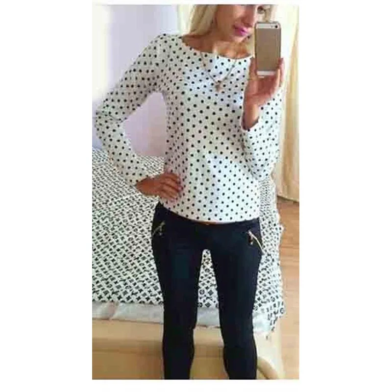 Модные женские свободные шифоновые Повседневные Блузки с длинным рукавом