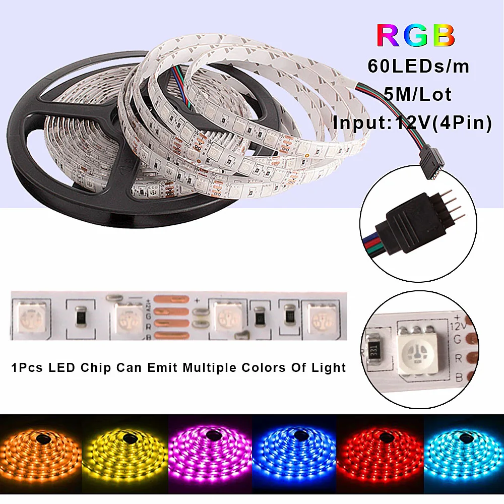 5 м 12 В RGBW Светодиодная лента 5050 RGB Водонепроницаемый гибкий неоновый светодиод полоса подсветка домашний декор спальни лампа RGB лента светодиодный лента