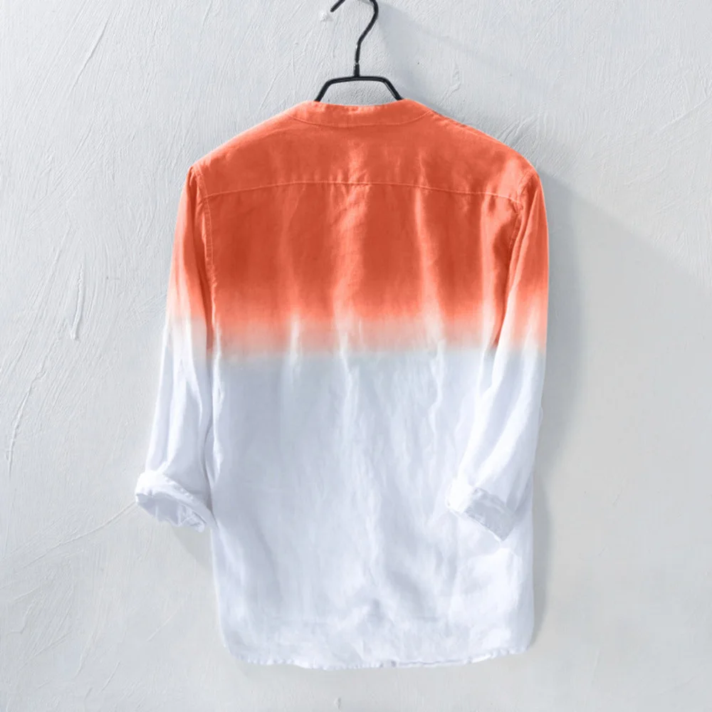 Мужские топы меняющие цвет длинный рукав тонкий отложной воротник Однорядная